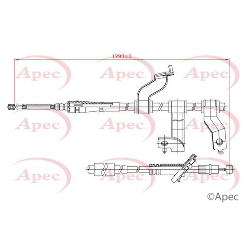 Apec Handbrake Cable Right Rear fits Hyundai Tucson 2004-2010 2.0 2.7