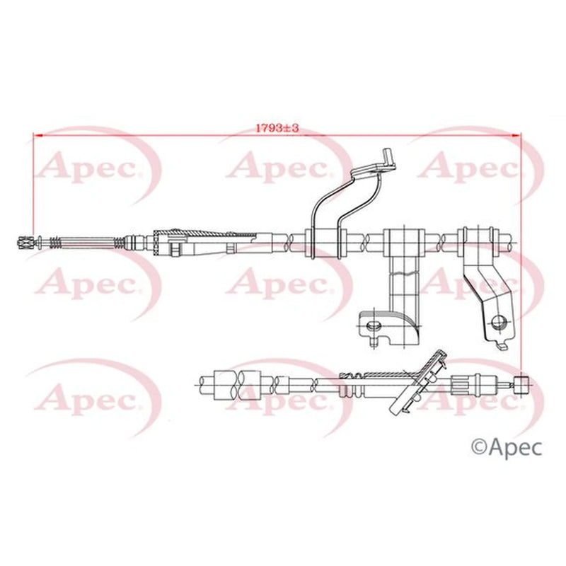 Apec Handbrake Cable Right Rear CAB1238