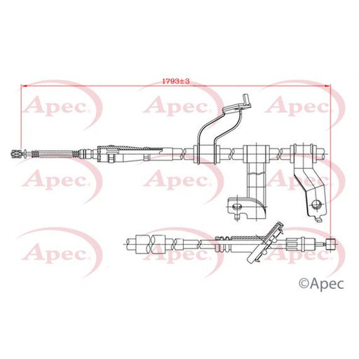 Apec Handbrake Cable Right Rear fits Hyundai Tucson 2004-2010 2.0 2.7