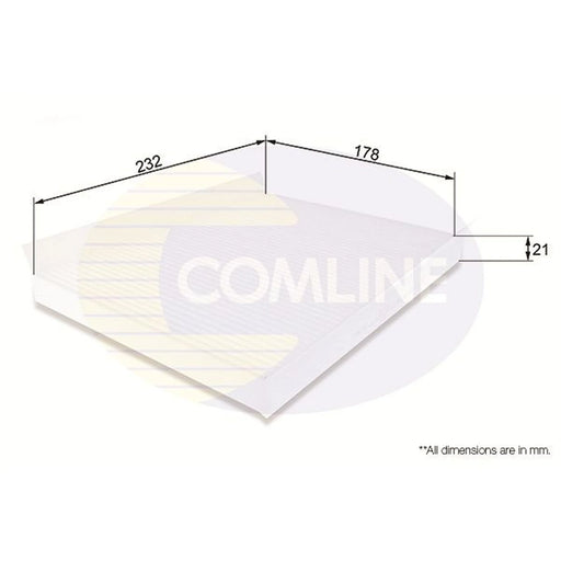 Comline Cabin Air Filter (Pollen Filter) fits Chrysler Delta 2011 on 1.4 1.6 2.0