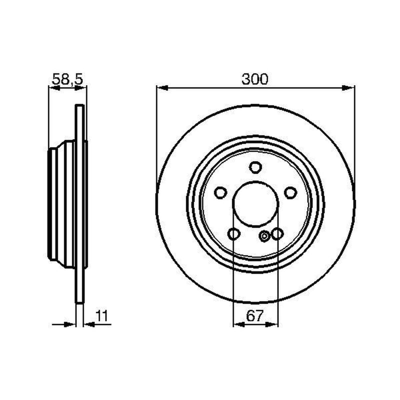 Bosch 2 x Solid Brake Discs fits Mercedes-Benz S-Class 1998-2006