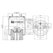Febi Air Suspension Bellow 201mm 176619 OE 80130001