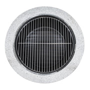 Dellonda Round MgO Fire Pit with BBQ Grill Ø75cm Safety Mesh Screen - Light Grey Dellonda - Dynamic Drive