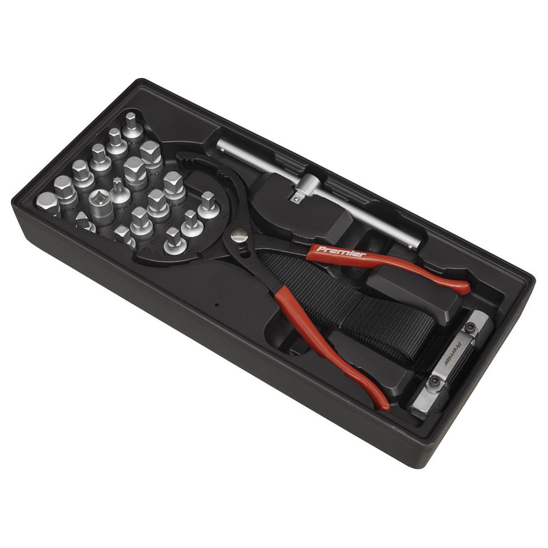 Sealey Tool Tray with Oil Filter Wrench Pliers & Drain Plug Set 21pc TBT28 Sealey - Dynamic Drive