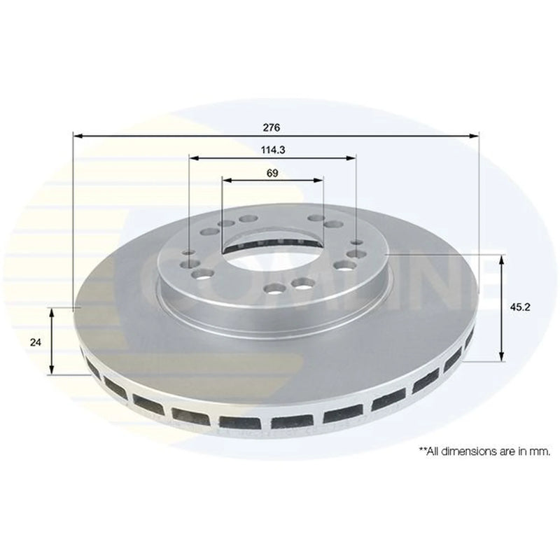 Comline 2 x Vented Front Brake Discs ADC0367V-x2