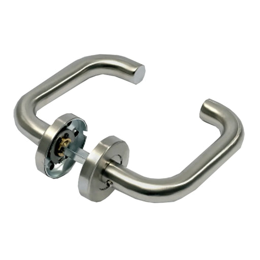 Fawo Bathroom Door Lock Sickle Form Brushed Steel 8mm Rod