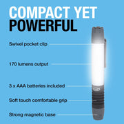 RING LED Pocket Lamp 170 Lumen Magnetic Base and Swivel Clip RIL56 Ring Automotive  - Dynamic Drive