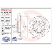 Brembo 2 x Perforated Rear Brake Discs 08.B348.4X-x2