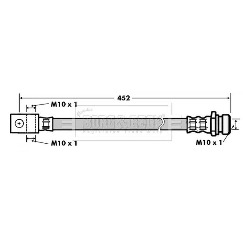 Borg & Beck Brake Hydraulic Hose Line Rear Right BBH7157