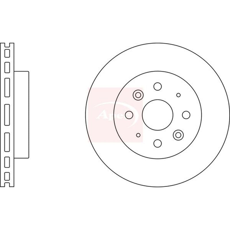 Apec 2 x Vented Brake Discs fits Kia Rio I 2000-2005 1.3 1.5
