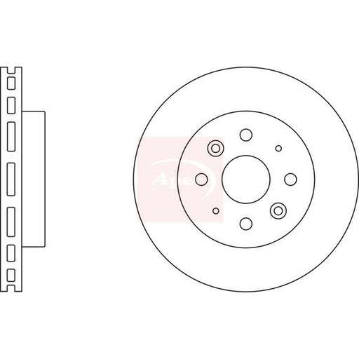 Apec 2 x Vented Brake Discs fits Kia Rio I 2000-2005 1.3 1.5