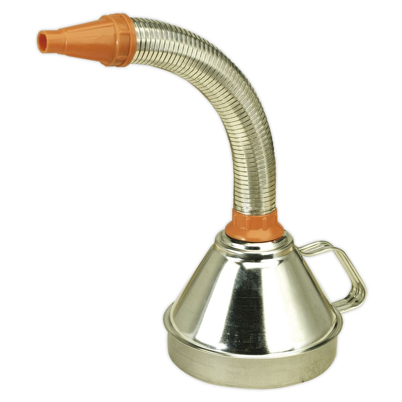 Sealey Funnel Metal with Flexible Spout & Filter160mm FM16F Sealey - Dynamic Drive