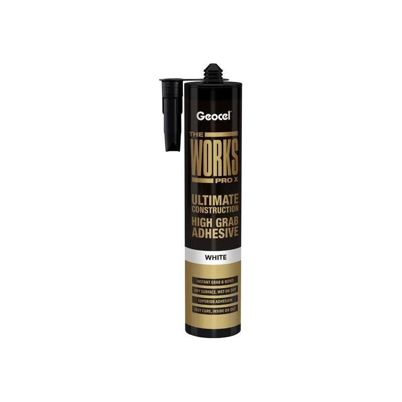 Geocel THE WORKS PRO X High Grab Adhesive White 290ml Geocel - Town Tools