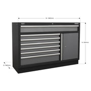 Sealey Modular 7 Drawer Floor Cabinet 1360mm APMS64 Sealey - Dynamic Drive