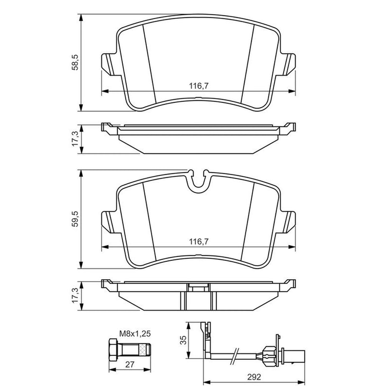 Bosch Front & Rear Pads fits Audi A8 D4 2009-2018 2.0 2.5 3.0 4.2