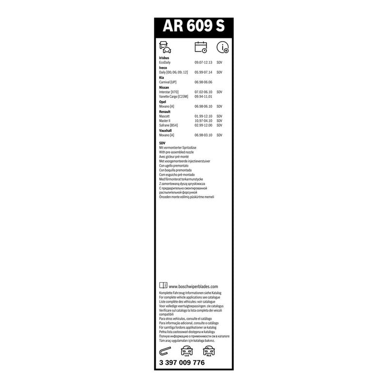 Bosch Aerotwin Front Wiper Blade Set 600mm + 600mm — AR609S fits Iveco Daily III