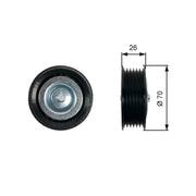Gates V-Ribbed Belt Deflection/Guide Pulley Upper T36469
