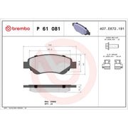 Brembo 4 x Front Brake Pad Set fits Citroën C1 2005-2014 1.0 1.4