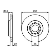 Bosch 2 x Internally Vented Brake Discs fits VW Golf 2001-2007 1.6