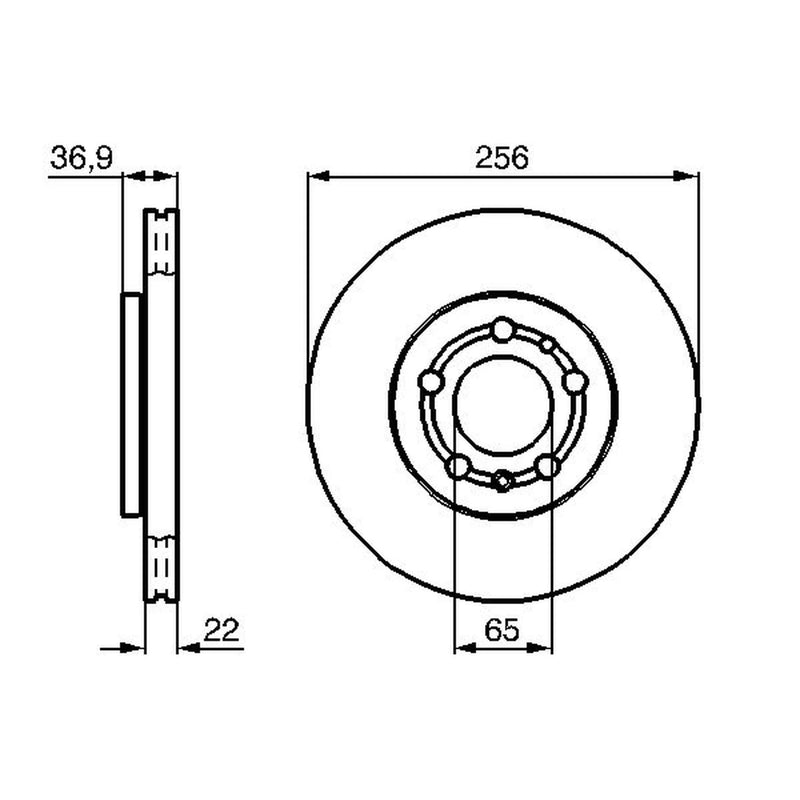 Bosch 2 x Internally Vented Brake Discs fits VW Golf 2001-2007 1.6