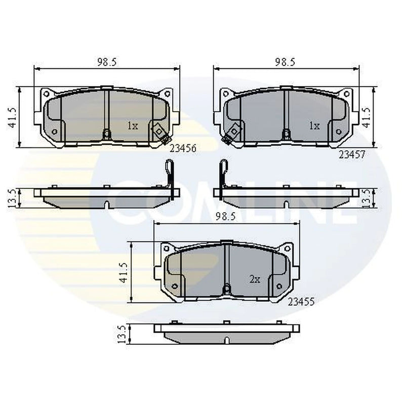 Comline Front & Rear Pads fits Kia Carens I 2005-2006 2.0
