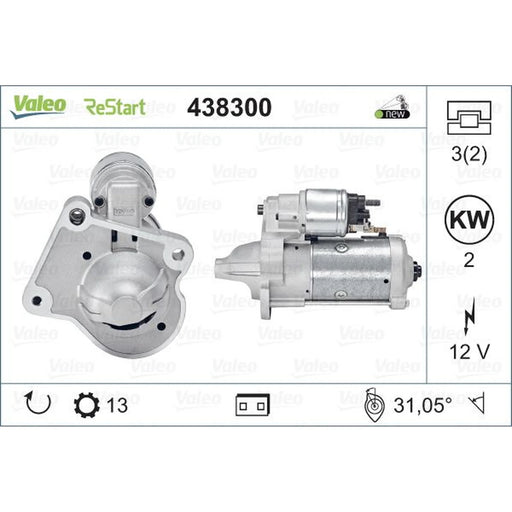 Valeo Starter Motor 12V 2kW 13 Teeth 438300