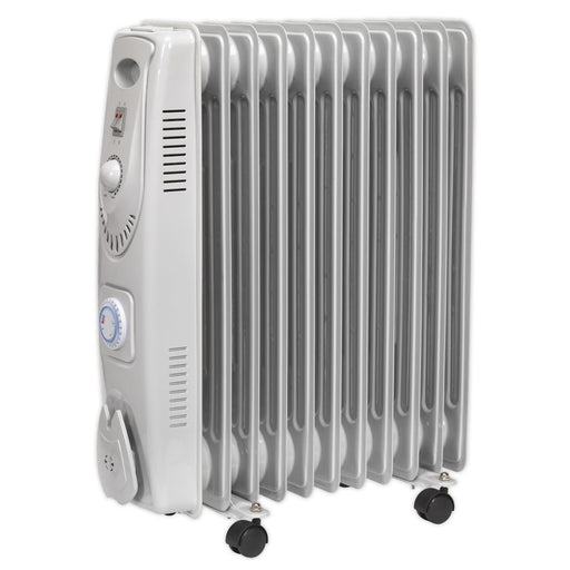 Sealey Oil Filled Radiator 2500W/230V 11-Element with Timer RD2500T Sealey - Dynamic Drive