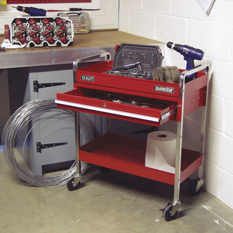 Sealey Trolley 2-Level Heavy-Duty with Lockable Drawer CX101D Sealey - Dynamic Drive