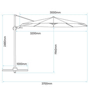 Dellonda Cantilever Parasol with 360 Rotation, Tilt & Cover 3m - Cream Dellonda - Dynamic Drive