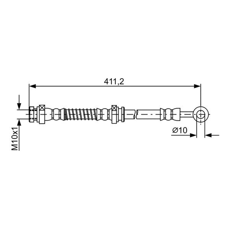 Bosch Brake Hydraulic Hose Line Rear Right fits Hyundai I10 I 2007-2013