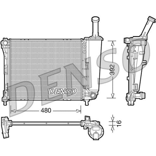 Denso Engine Radiator fits Fiat 500 2007 on 1.2