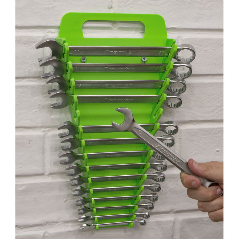 Sealey Spanner Rack Capacity 15 Spanners Hi-Vis Green WR08HV Sealey - Dynamic Drive