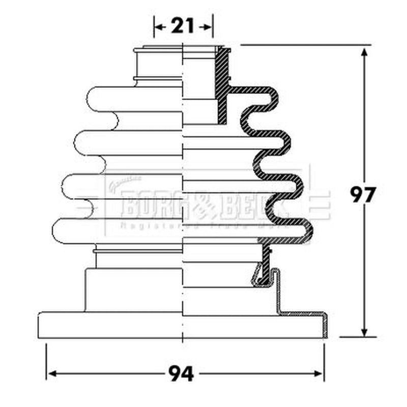 Borg & Beck Drive Shaft Bellow Kit transmission sided BCB6295
