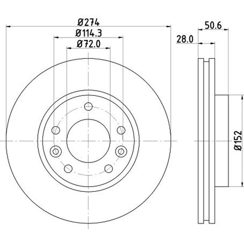 Mintex 2 x Internally Vented Brake Discs fits Kia Sedona 2001-2006 2.5 2.9 3.5