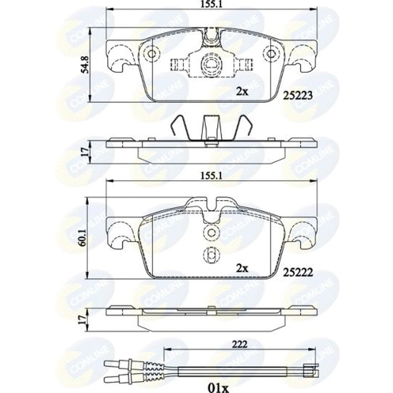 Comline 4 x Front Brake Pad Set fits Peugeot 508 I 2010-2018 1.6 2.0 2.2