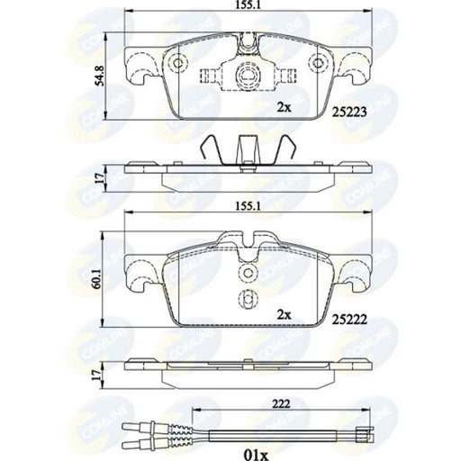 Comline 4 x Front Brake Pad Set fits Peugeot 508 I 2010-2018 1.6 2.0 2.2