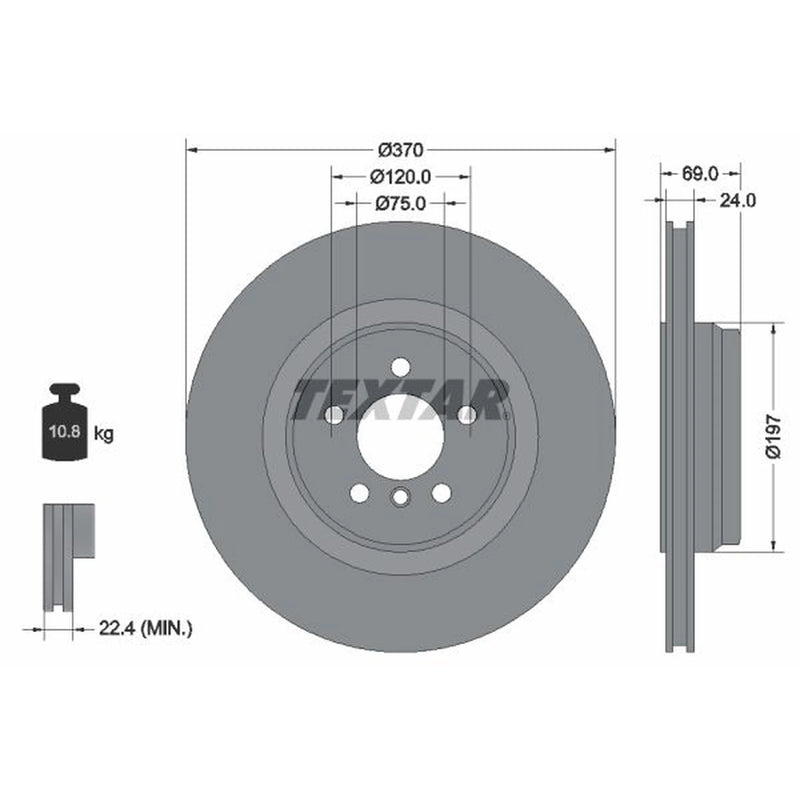 Textar 2 x Vented Rear Brake Discs 92270003-x2