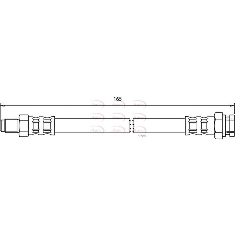 Apec Brake Hydraulic Hose Line Rear fits Abarth Grande Punto 2007-2010 1.4