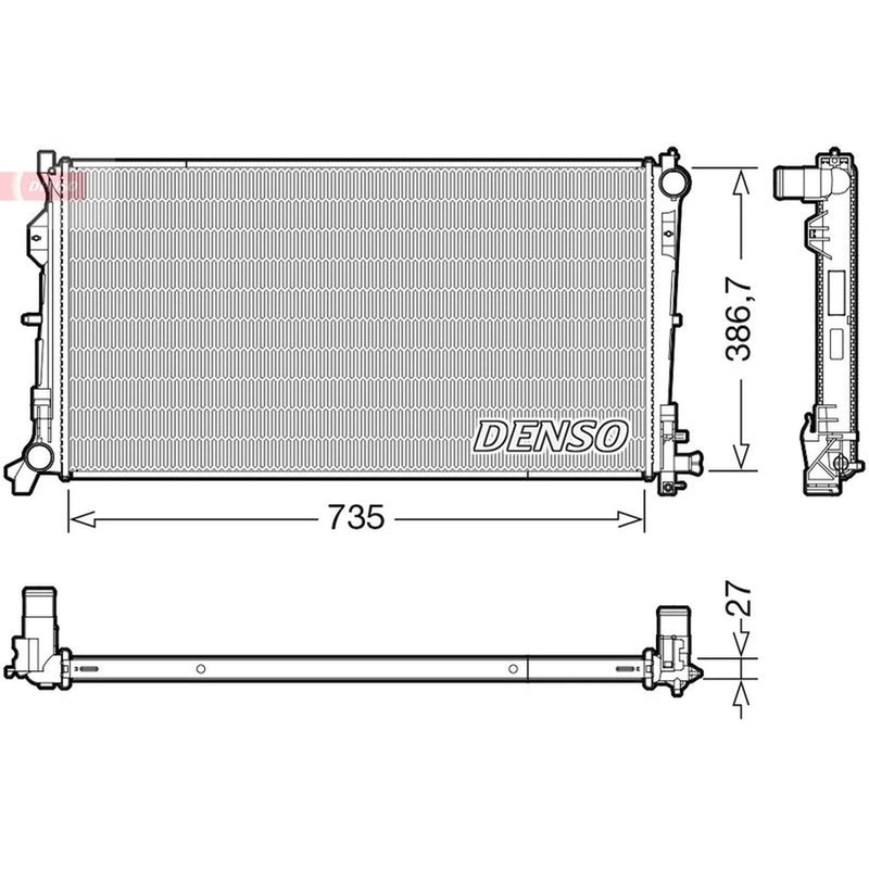 Denso Engine Radiator fits Chrysler Voyager 2004-2008 2.8