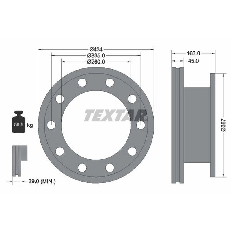 Textar 2 x Internally Vented Brake Discs 93193000