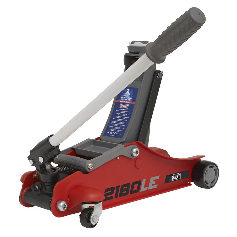 Sealey 180 Handle Low Profile Short Chassis Trolley Jack 2 Tonne - Red 2180LE Sealey - Dynamic Drive