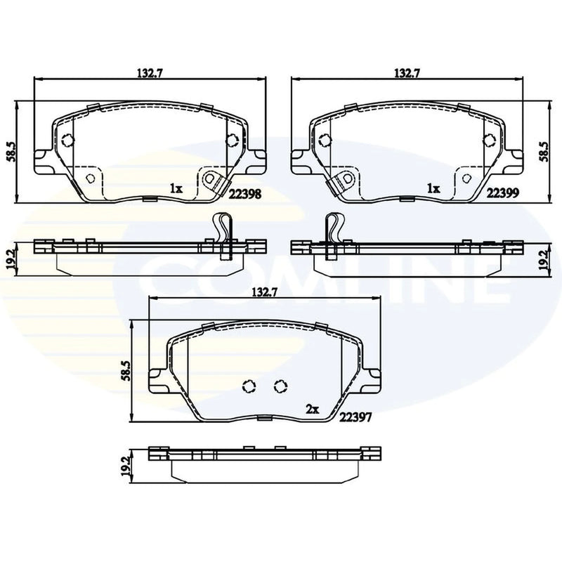 Comline Front Brake Discs & Pads fits Fiat Tipo 2015-2020 1.0 1.3 1.4 1.6