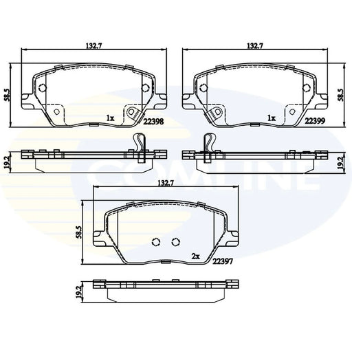 Comline Front Brake Discs & Pads fits Fiat Tipo 2015-2020 1.0 1.3 1.4 1.6