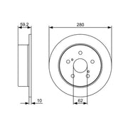 Bosch 2 x Solid Brake Discs fits Toyota Avensis 2005-2008 2.2