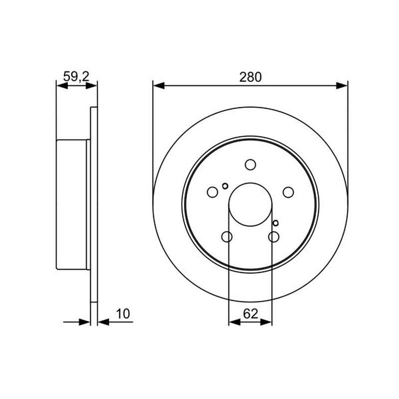 Bosch 2 x Solid Brake Discs fits Toyota Avensis 2005-2008 2.2