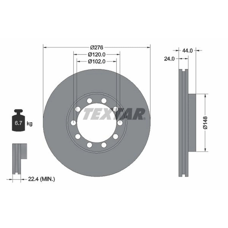 Textar 2 x Internally Vented Brake Discs 93085800