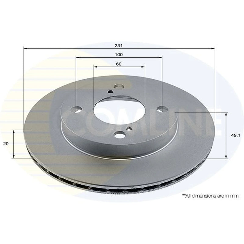 Comline 2 x Internally Vented Brake Discs fits Suzuki Celerio 2014 on 1.0