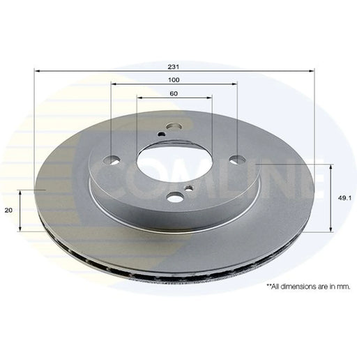 Comline 2 x Internally Vented Brake Discs fits Suzuki Celerio 2014 on 1.0