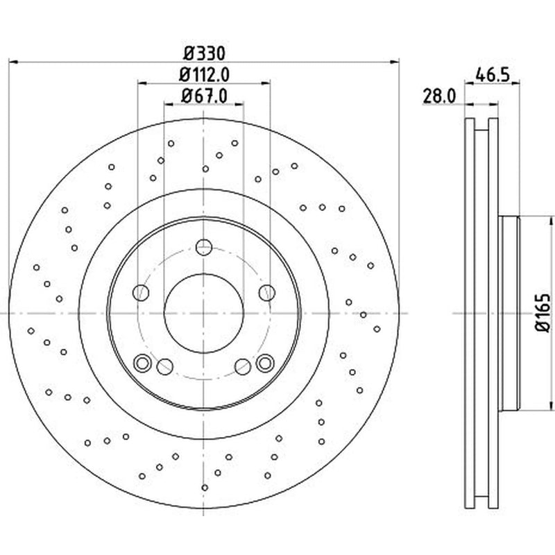 Mintex 2 x Perforated Front Brake Discs MDC2301-x2
