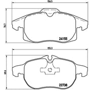 Brembo 4 x Front Brake Pad Set fits Opel Signum 2003-2008 1.8 1.9 2.0 2.2